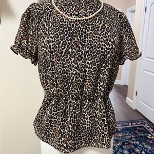 J. Crew Animal Print Blouse - Black and Brown